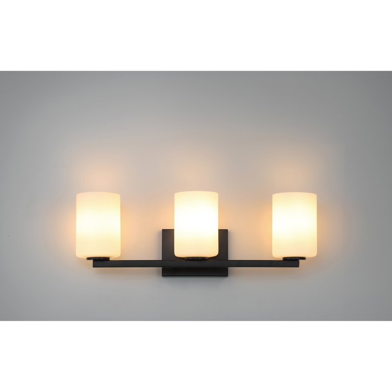 Éclairage pour salle de bain 3 lumières à intensité variable, Noir mat