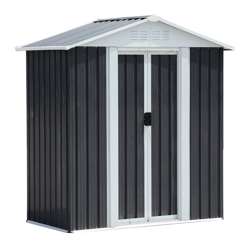 Outdoor Storage Shed 5Ft X 3Ft Dark Grey Aluminum Alloy Frame With Metal Base, Dark Gray, 72.5" H x 62.2" W x 33.1" D