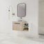 Meuble-lavabo flottant de 36 po au design moderne avec lavabo d'art en céramique, dalle de pierre plate blanche et petites tablettes de rangement, porte à fermeture douce, ensemble KD