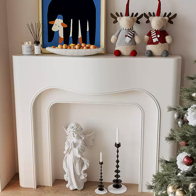 White Manufactured Wood Freestanding Fireplace