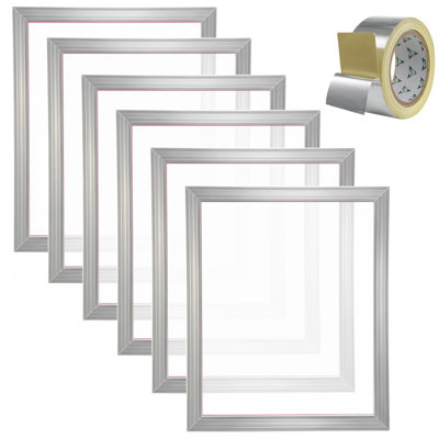Trousse de sérigraphie, cadres de sérigraphie en aluminium, cadre de sérigraphie avec 156 mailles, filet de nylon haute tension et ruban d'étanchéité pour l'impression de t-shirts