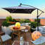 Parasol de terrasse rectangulaire de 2 x 3 m avec 26 lumières DEL solaires - Eau, pour jardin, terrasse de piscine, zone à énergie solaire