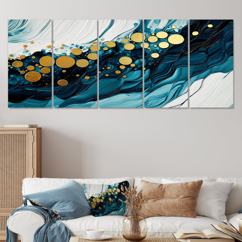 Abstrait aqua Pulse of the Ocean IV - impression murale abstraite - art mural moderne, 5, H 32 po x l 80 po