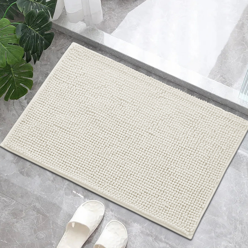 Neveaha Luxury Chenille Soft Absorbent Microfiber Rectangle Bath Mat, Dark Grey, 2cm H x 50cm W x 80cm D