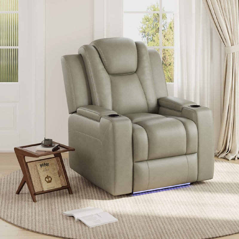 Fauteuil inclinable électrique rétro en cuir écologique, Gris