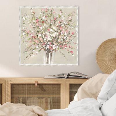 Peach Blossom Bouquet by Asia Jensen Framed Canvas Wall Art Print