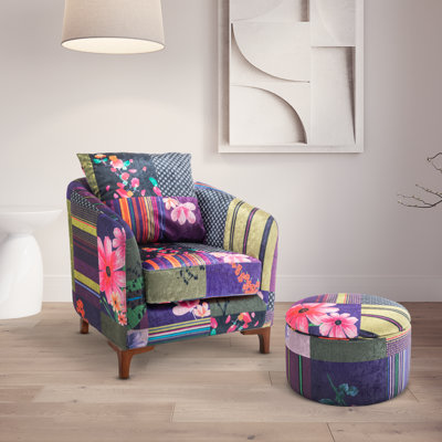 Charlston Upholstered Armchair with Footstool