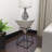 White Wood Inverted Geometric Accent Table with Black Metal Stand