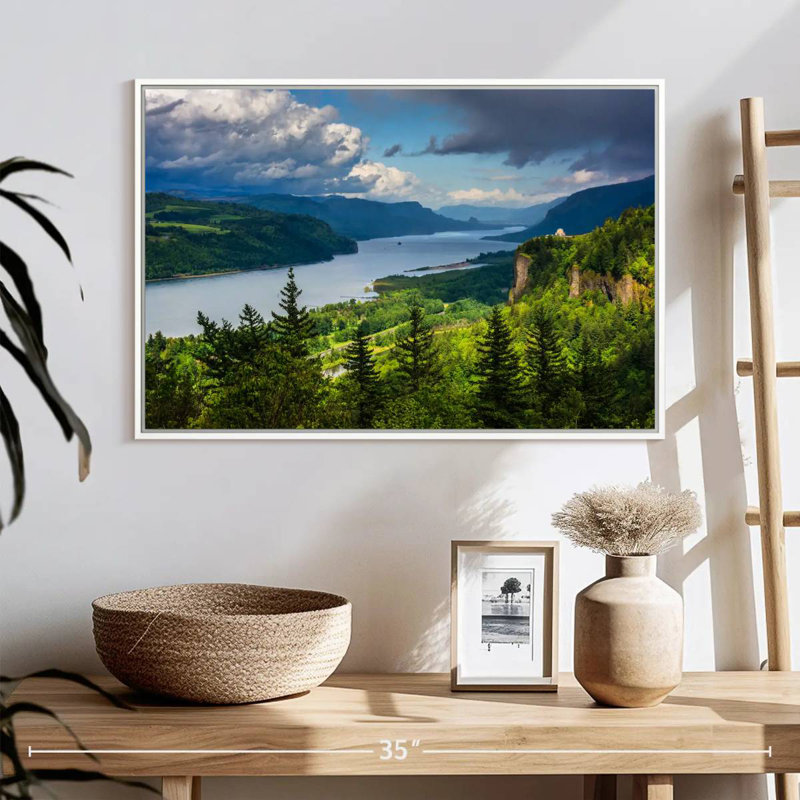 Columbia River Gorge View, Cadre flottant blanc, 25 po x 17 po