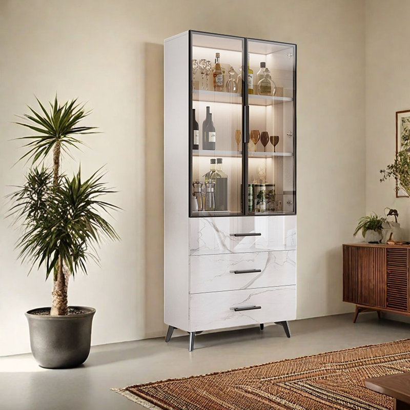 Norik, (3 Shelves) 70.87"H x 35.43"W x 15.75"D, Black/White