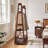 Solid Wood Garment Rack with Lockable Casters and Storage Basket - Walnut Finish