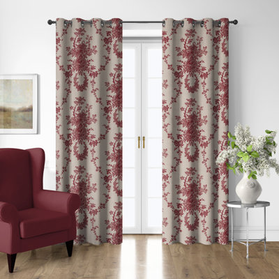 Ensemble de 2 rideaux en coton à œillets Country Lane Toile Crimson
