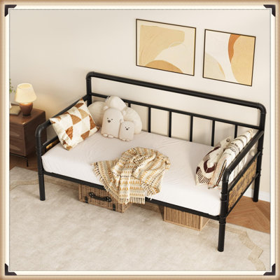 Twin Daybed with Classic Headboard – Heavy Duty Steel Slats, Sofa Bed Frame for Living Room, Bedroom, Guest Room, No Box Spring Needed by Williston Forge