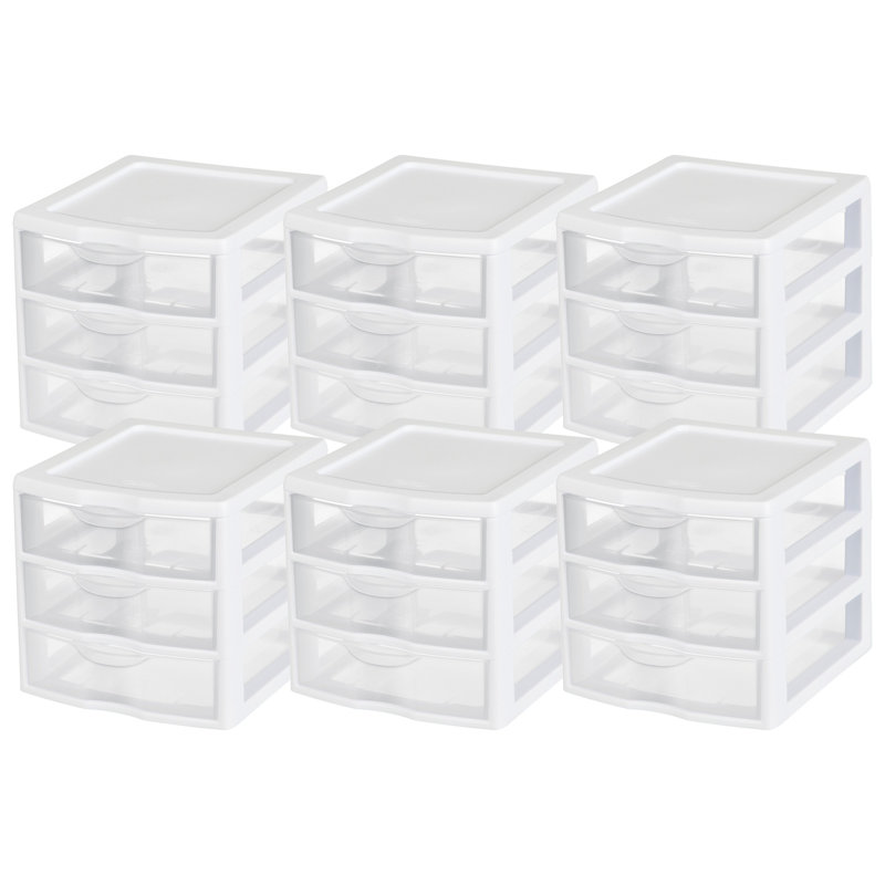 Rangement en plastique 3 tiroirs Sterilite Clearview, Paquet de 6