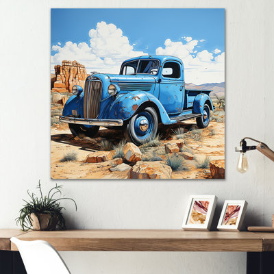 " Blue Vintage Pickup In Nevada I " Print