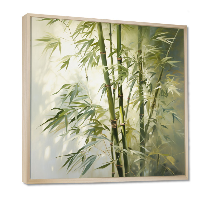 Bamboo Romantic Impression II - impression, H 16 po x l 16 po x P 1 po, Cadre flottant érable