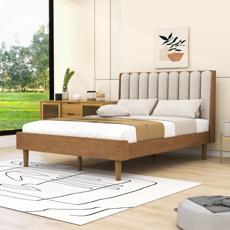 Wood Bed Frame with Headboard, Queen