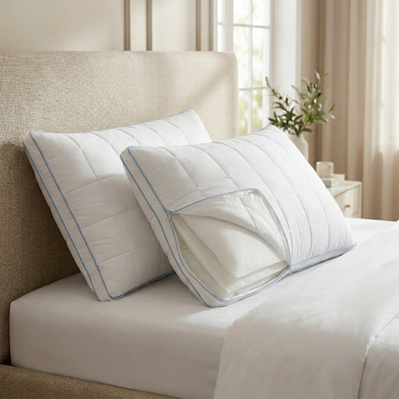 Luxury Queen Cooling Down Alternative Bed Pillows - Hotel Collection Bed Pillows & Breathable Medium Firm Microfiber Filled Pillows