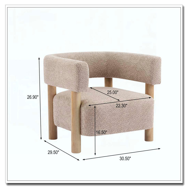 Fauteuil d'appoint rembourré Boucle, Blé