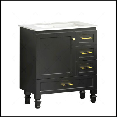 Meuble-lavabo de 30 pouces avec rangement abondant, portes à fermeture en douceur et tiroirs pour un design élégant et fonctionnel