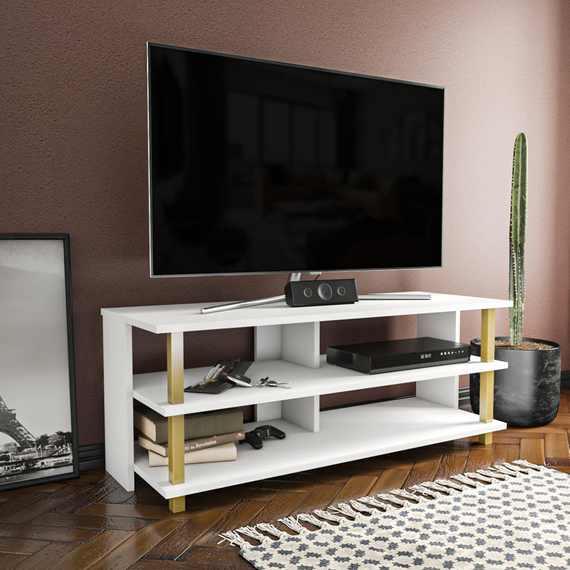 Pueblo TV Stand for TVs up to 50", Gold/White