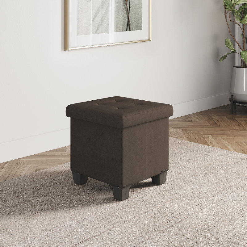 Banc avec rangement Macklen, Mélange de lin brun, H 15 po x l 15 po x P 15 po