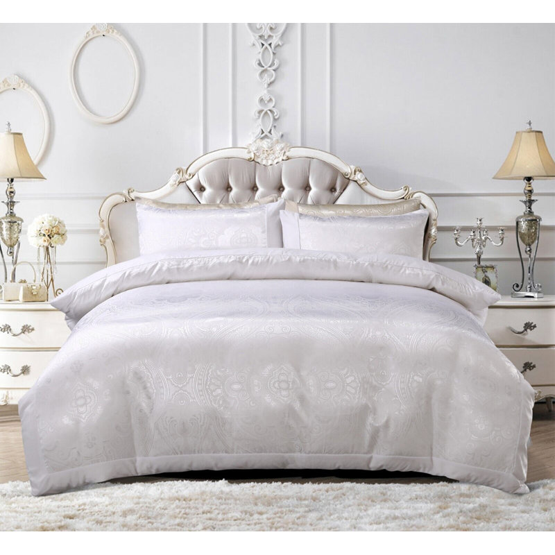 Asana Floral Duvet Cover Set with Pillowcases Included, Super King, White