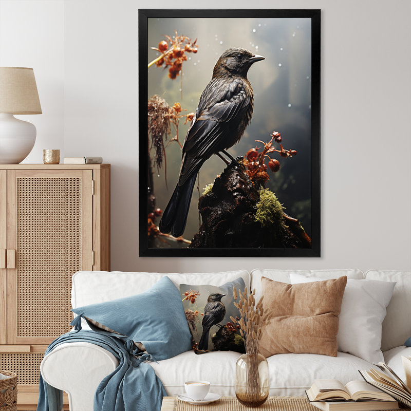 Visar Bird Portrait Vibrant II sur toile, H 20 po x l 12 po x P 1 po, Cadre photo noir