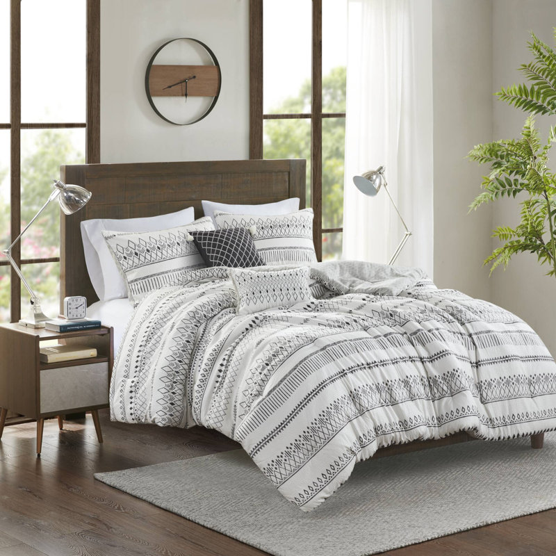 Ensemble d'édredon 5 pièces imprimé avec coussins décoratifs Fraser, Édredon double/grand + 4 pièces additionnelles