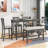 6-Piece Counter Height Dining Table Set Table With Shelf 4 Chairs And Bench For Dining Room-93478587