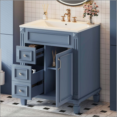 24" French-Style Bathroom Vanity with 2 Drawers
