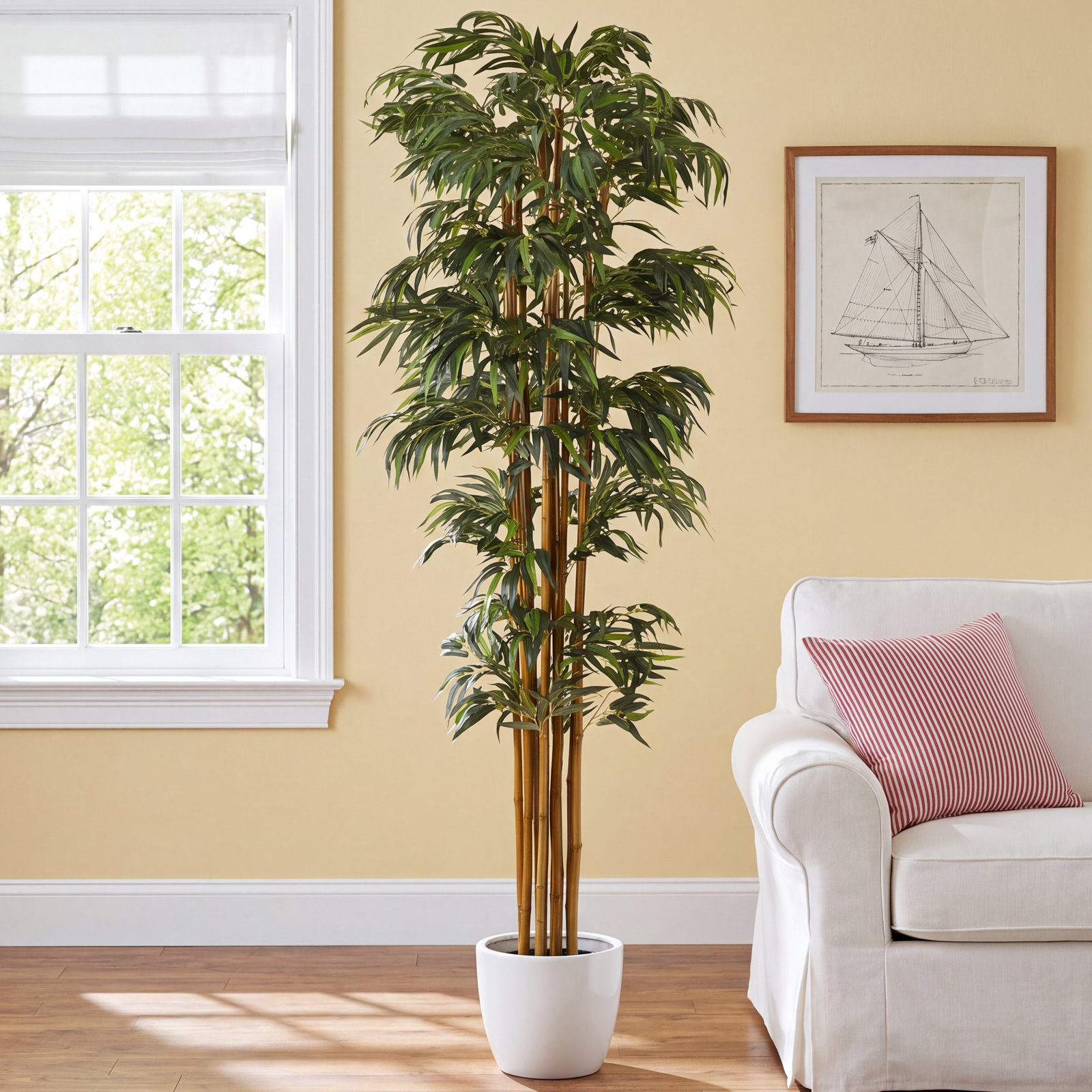 Faux Bamboo Tree in Ceramic Planter, 96" H x 20" W x 20" D