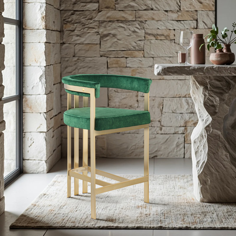 Tabouret de comptoir 26,4 po Marcello, Velours vert