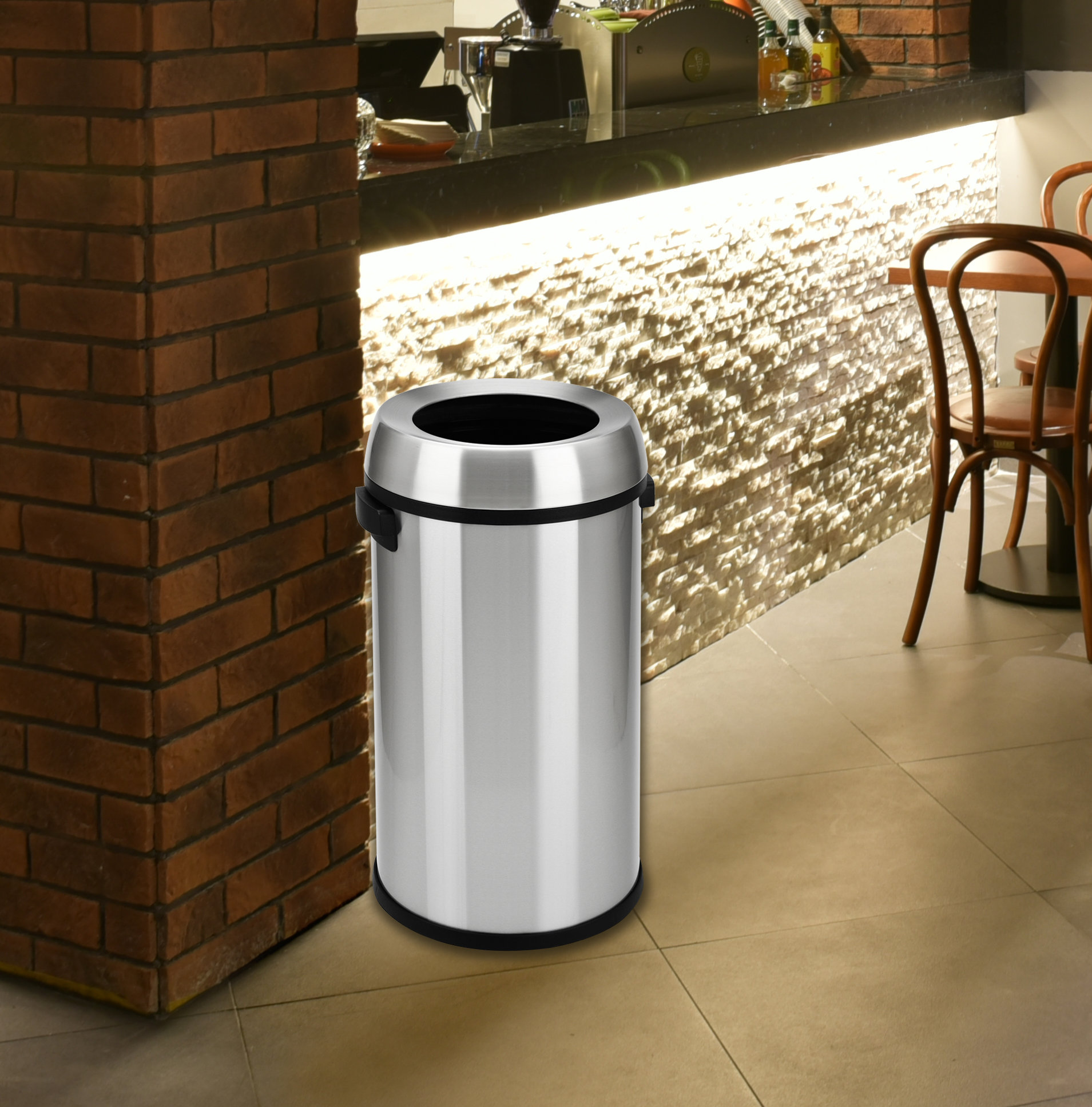 The Step N' Sort Stainless Steel 17 Gallon Commercial Open Top Trash ...