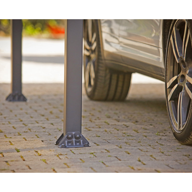 Gray Aluminum and Steel Carport Kit with Polycarbonate Roof