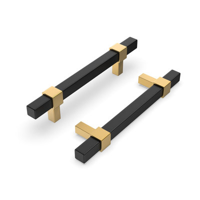 15 Pack Cabinet Handles Black and Gold Cabinet Pulls 7-1/2 Inch Hole Center Drawer Pulls Modern Bar Dresser Handles for Bathroom Kitchen Bedroom, Zinc Alloy
