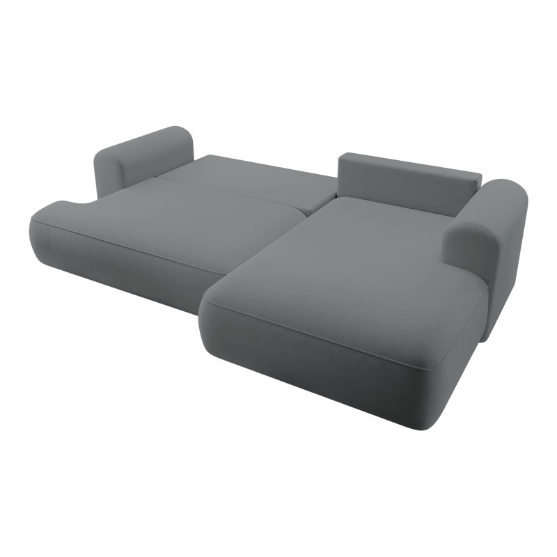 Alija 3 Seater Velvet Sofa & Chaise, Right Hand Facing, Dark Grey