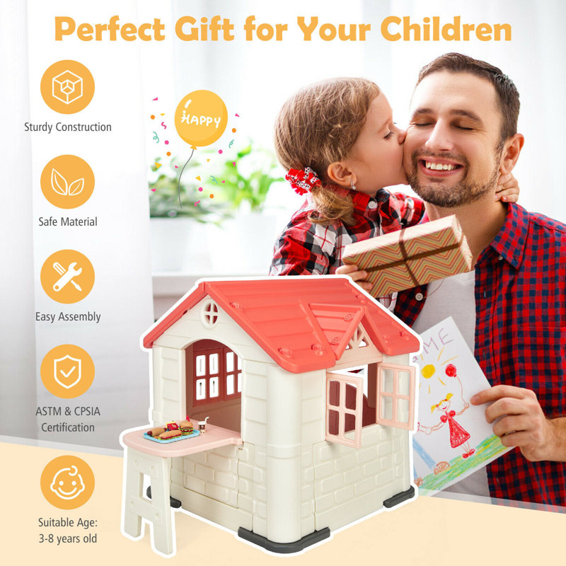 Minnie Mouse Pink Plastic Childrens Playhouses Gymax 49'' W X 65