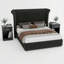 Ensemble de chambre à coucher 3 pièces, cadre de lit tapissier avec tête de lit haute de 55 po et 2 tables de chevet avec tiroirs-1905823604-1905823607