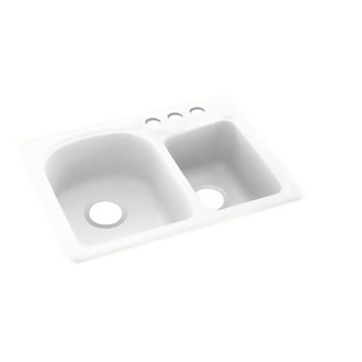 25'' L Mounting / Installation Required Double Bowl Solid Surface Kitchen Sink