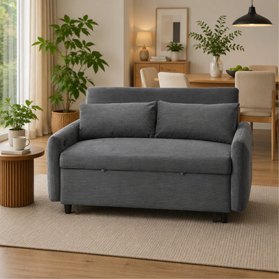 57.48" Convertible Pull-out Sofa Bed, 2 Seater Modern Loveseat with USB Ports & Pillows