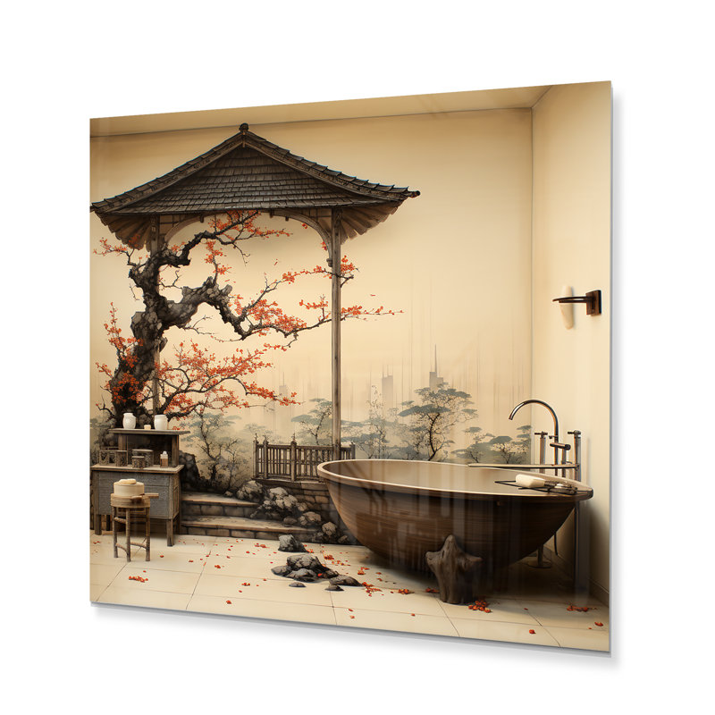 «Bathroom Japon Art Cer Handler I» - Impression sur métal, H 16 po x l 16 po x P 1 po