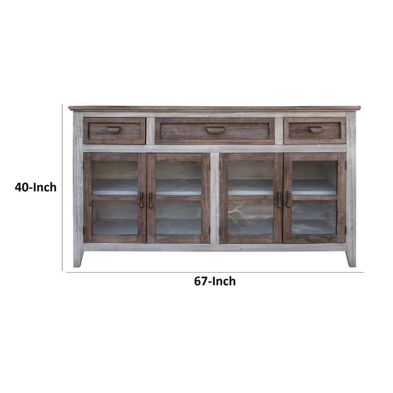 Buffet en bois massif 67 po, Brun
