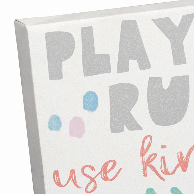 «Long Ashton Playroom Rules», art sur toile, H 18 po x l 12 po x P 1,25 po