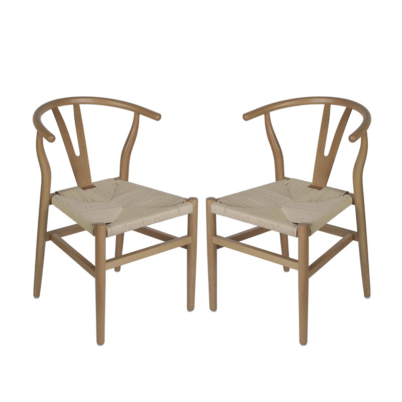 Commercial Y-Back Style Wood and Kraft Paper Stack Dining Chair, 2, Oak