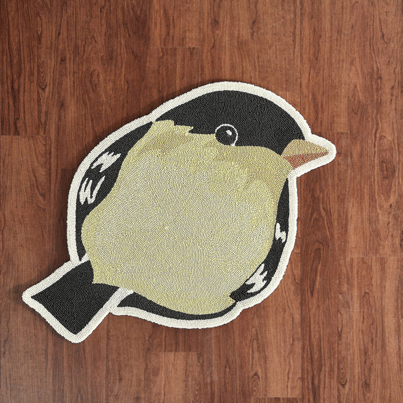 Tapis en forme de pinson jaune