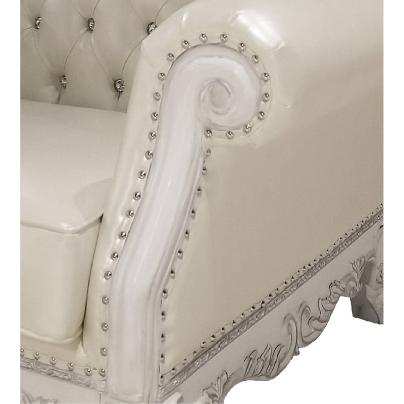 Fauteuil en cuir synthétique - blanc os, modèle, coussin à dossier serré, plancher de 8 po, fauteuil d'une capacité de 220 lb en cuir blanc, motif, profondeur de l'ensemble de 46 po, hauteur de 29 po
