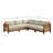 Table basse d'extérieur en L en bois massif de 102 po avec coussins crème Pomona
