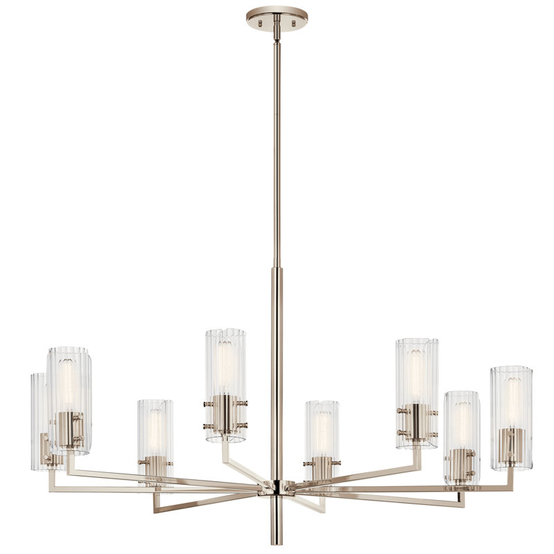 Lustre 8 lumières 40,25 "40,25", Nickel poli