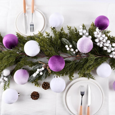 Boules de Noël en velours pour arbre - 15 pièces Ornements de Noël incassables pour décorations de Noël - multicolore rose et beige 80 mm 3,15 pouces